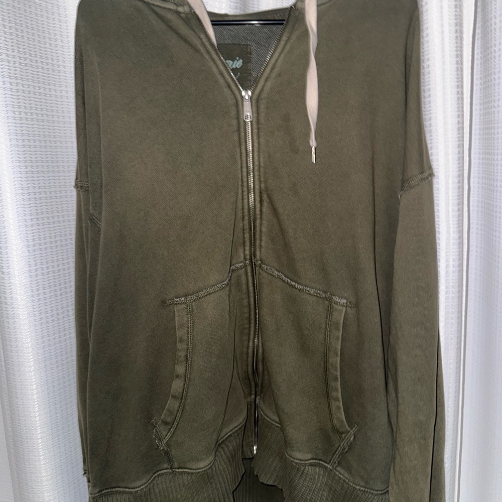 Aerie Olive Green Hoodie with Zip Detail womens xl
